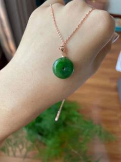 80 和田玉乌兰海碧玉阳绿色颜色平安扣